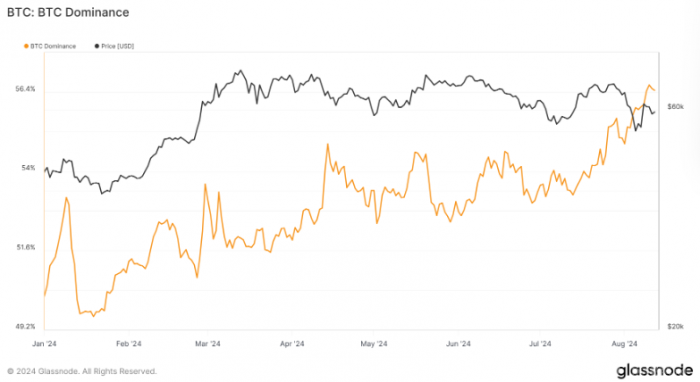 Bitcoin主導地位在2024年穩(wěn)步上升，市場波動未&nbsp;圖片