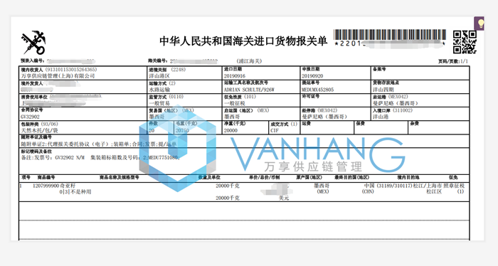 墨西哥奇亞籽進口清關資料 墨西哥奇亞籽進口清關資料